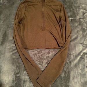 SHEIN Brown Long Sleeve Crop Top